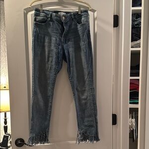 Women's DL 1961 Blue Frayed Hem Jeans